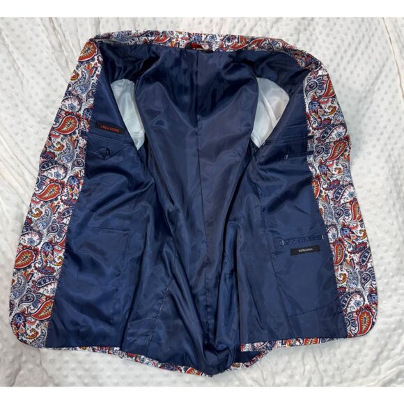 NWT Linea Uomo Multi Color Paisley Cotton 2Btn Mens Jacket Sport Coat Blazer 38R - Picture 3 of 14